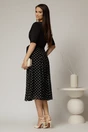 Rochie DY Fashion office din stofa si voal neagra cu buline pe fusta, 2, dyfashion.ro