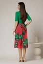Rochie DY Fashion office din stofa si voal verde cu imprimeu pe fusta, 2, dyfashion.ro