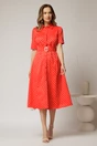 Rochie DY Fashion rosie cu buline tip camasa si curea in talie, 3, dyfashion.ro