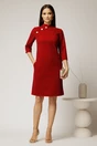 Rochie DY Fashion rosie din catifea fixa cu guler tunica si nasturi, 3, dyfashion.ro