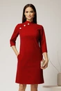 Rochie DY Fashion rosie din catifea fixa cu guler tunica si nasturi, 1, dyfashion.ro