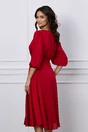 Rochie Dy Fashion rosie din voal satinat cu accesorii pe umeri