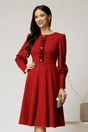 Rochie DY Fashion rosie eleganta cu volan incretit pe bust si nasturi bijuterie, 1, dyfashion.ro