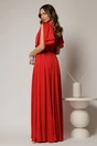 Rochie DY Fashion rosie lunga de seara cu decolteu adanc si funde ample, 2, dyfashion.ro