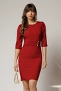 Rochie DY Fashion rosu inchis conica cu nasturi aurii pe talie, 1, dyfashion.ro
