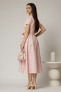 Rochie DY Fashion roz cu buline cu decolteu petrecut si cordon in talie, 2, dyfashion.ro
