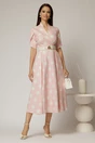 Rochie DY Fashion roz cu buline cu decolteu si maneci petrecute, 3, dyfashion.ro