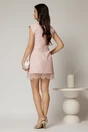 Rochie DY Fashion roz cu decolteu adanc rotund si dantela pe fusta, 2, dyfashion.ro