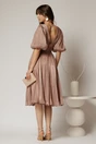 Rochie DY Fashion roz cu decolteu adanc si nasturi din voal peliculizat, 2, dyfashion.ro