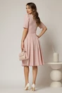 Rochie DY Fashion roz cu decolteu cu guler ascutit si fusta plisata, 2, dyfashion.ro