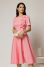 Rochie DY Fashion roz cu funde pe bust si maneci scurte, 1, dyfashion.ro