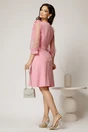 Rochie DY Fashion roz cu maneci din organza si detaliu floral, 2, dyfashion.ro
