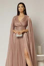 Rochie DY Fashion roz de ocazie din voal peliculizat cu aplicatii pe umeri, 3, dyfashion.ro
