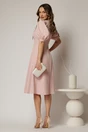 Rochie DY Fashion roz in clini cu guler ascutit si maneci scurte bufante, 2, dyfashion.ro