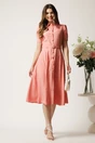 Rochie DY Fashion roz in clos cu nasturi si curea in talie, 3, dyfashion.ro