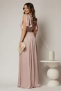 Rochie DY Fashion roz lunga de seara cu decolteu adanc si funde ample, 2, dyfashion.ro