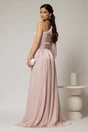 Rochie DY Fashion roz pe un umar cu detaliu floral amplu din voal peliculizat, 2, dyfashion.ro
