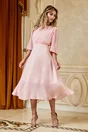 Rochie Dy Fashion roz piersica cu accesorii stralucitoare pe umeri