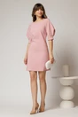Rochie DY Fashion roz scurta croi cambrat cu maneci cu design atipic, 3, dyfashion.ro