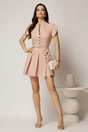 Rochie DY Fashion roz scurta cu pliuri pe fusta si nasturi pe bust, 3, dyfashion.ro