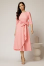 Rochie DY Fashion roz somon cu funda ampla in talie, 3, dyfashion.ro