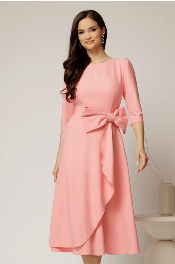Rochie DY Fashion roz somon cu funda ampla in talie