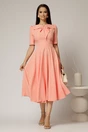 Rochie DY Fashion roz somon cu guler amplu si detaliu inima, 3, dyfashion.ro