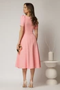 Rochie DY Fashion roz somon midi cu detaliu talie si decupaj la decolteu, 2, dyfashion.ro