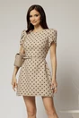 Rochie DY Fashion scurta bej cu buline si maneci tip lalea, 1, dyfashion.ro