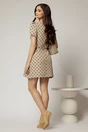 Rochie DY Fashion scurta bej cu buline si maneci tip lalea, 2, dyfashion.ro