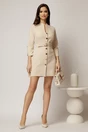 Rochie DY Fashion scurta bej cu inchidere cu nasturi si curea in talie, 3, dyfashion.ro