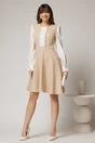 Rochie DY Fashion scurta bej cu maneci lungi din poplin si volanase, 3, dyfashion.ro
