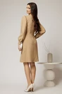 Rochie DY Fashion scurta bej cu nasturi pe bust si fusta tip A, 2, dyfashion.ro
