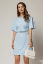 Rochie DY Fashion scurta bleu cu buzunare pe fusta si maneci scurte, 1, dyfashion.ro