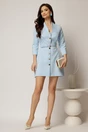 Rochie DY Fashion scurta bleu cu inchidere cu nasturi si curea in talie, 3, dyfashion.ro
