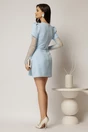 Rochie DY Fashion scurta bleu cu maneci din dantela si curea in talie, 2, dyfashion.ro