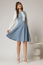 Rochie DY Fashion scurta bleu cu maneci lungi din poplin si volanase, 3, dyfashion.ro