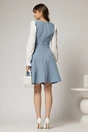 Rochie DY Fashion scurta bleu cu maneci lungi din poplin si volanase, 2, dyfashion.ro