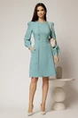 Rochie DY Fashion scurta bleu cu nasturi pe bust si fusta tip A, 3, dyfashion.ro