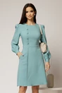 Rochie DY Fashion scurta bleu cu nasturi pe bust si fusta tip A, 1, dyfashion.ro