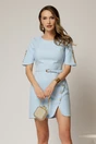 Rochie DY Fashion scurta bleu cu nasturi pe maneci si fusta, 1, dyfashion.ro