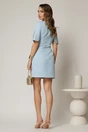 Rochie DY Fashion scurta bleu cu nasturi pe maneci si fusta, 2, dyfashion.ro
