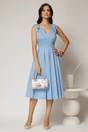 Rochie DY Fashion scurta bleu din poplin cu funde pe umeri, 3, dyfashion.ro