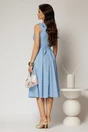 Rochie DY Fashion scurta bleu din poplin cu funde pe umeri, 2, dyfashion.ro