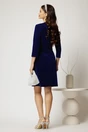 Rochie DY Fashion scurta bleumarin din catifea fixa cu funda perla, 2, dyfashion.ro