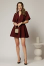 Rochie DY Fashion scurta bordo cu guler ascutit si nasturi, 3, dyfashion.ro