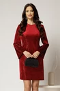 Rochie DY Fashion scurta bordo din catifea cu paiete si funda la spate, 1, dyfashion.ro