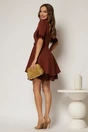 Rochie DY Fashion scurta caramizie clos cu dantela la maneci si fusta, 2, dyfashion.ro
