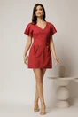 Rochie DY Fashion scurta caramizie cu croi drept si buzunare pe fusta, 3, dyfashion.ro