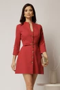 Rochie DY Fashion scurta caramizie cu inchidere cu nasturi si curea in talie, 1, dyfashion.ro